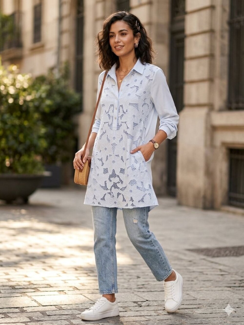 Uluwatu Handmade Balinese Lace Shirt Dress Coastal Boho White Rayon Size S Lined